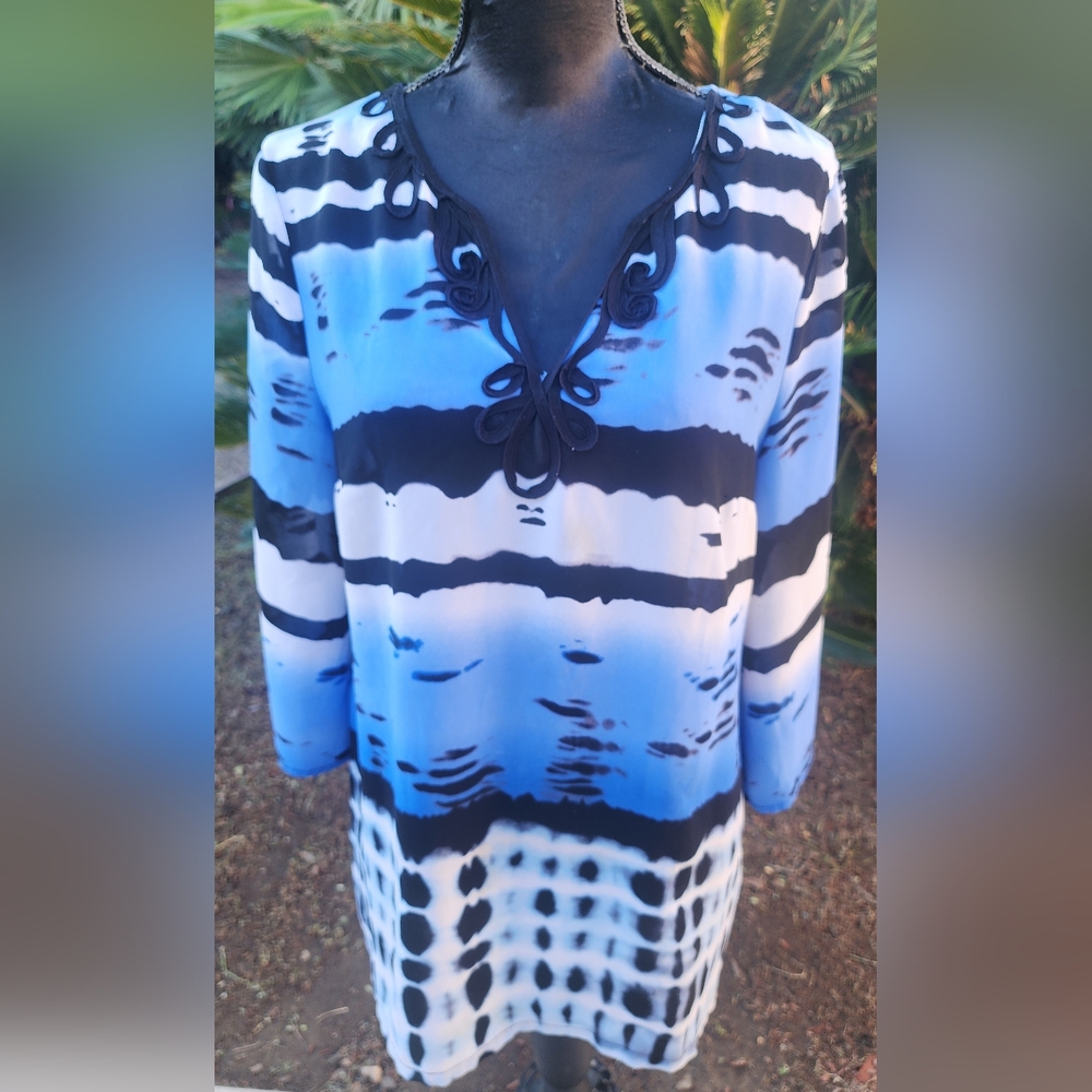 Nicole Miller Womens Lightweight Multi-Color Sheer Tunic